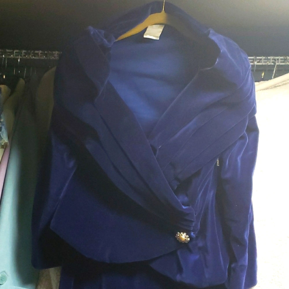 2 piece blue velvet evening